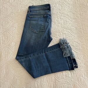 Women's Cropped Frayed Hem Flare Jeans